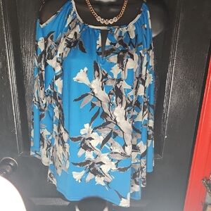 Essentials Blue Asymmetrical Sleeveless Blouse